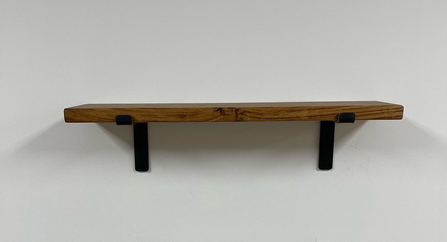 Custom Shelves With Industrial Style Brackets (White Oak or Ash)