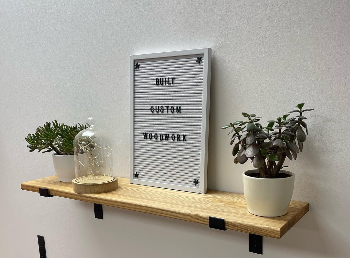 Premium American Ash Industrial Style Shelf with Lipped Down Brackets, 20-25mm (1 Inch) Depth