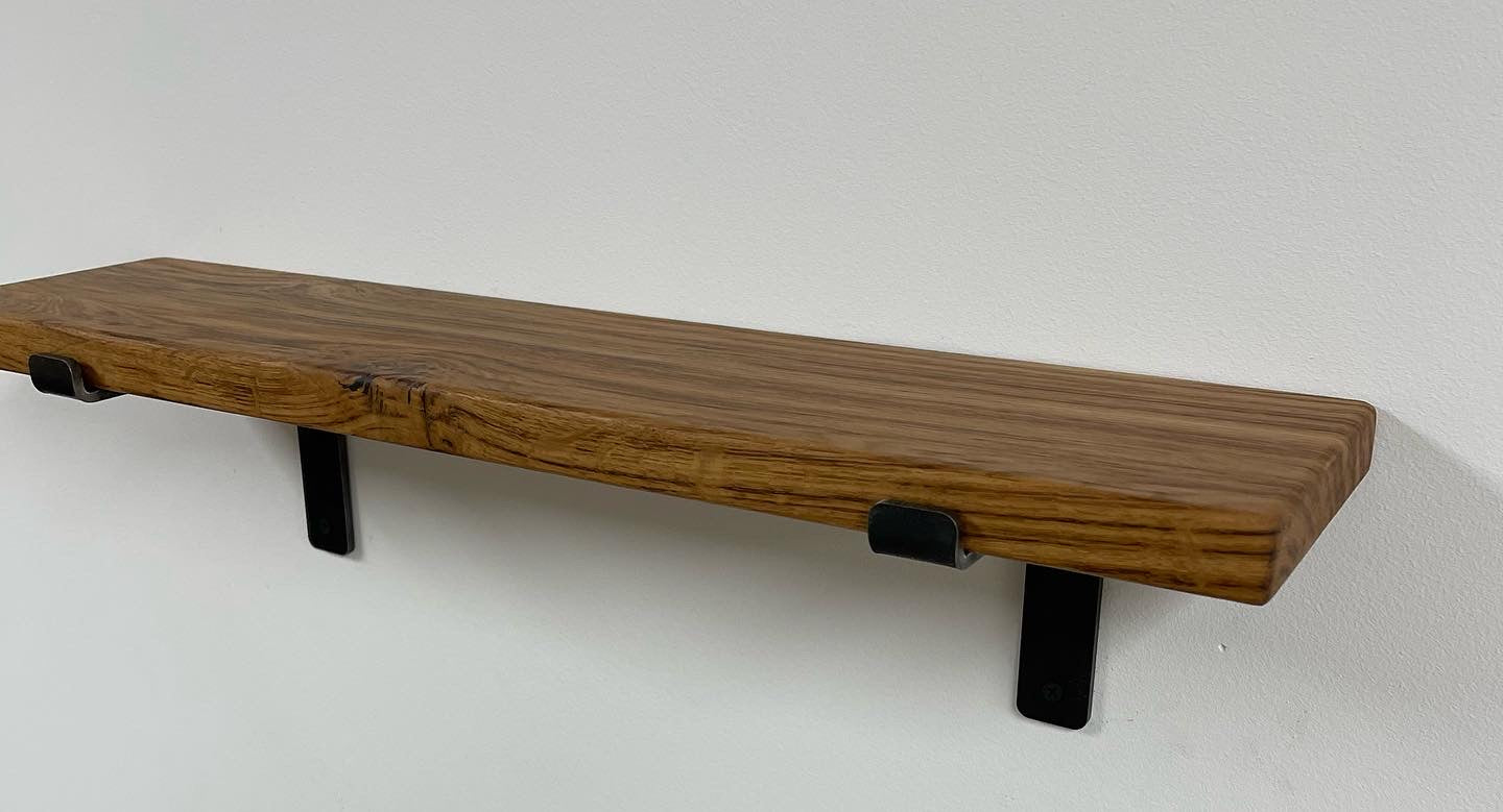 Custom Shelves With Industrial Style Brackets (White Oak or Ash)