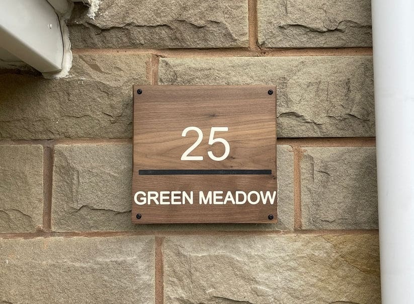 Hardwood Square House Number and Street Name Sign