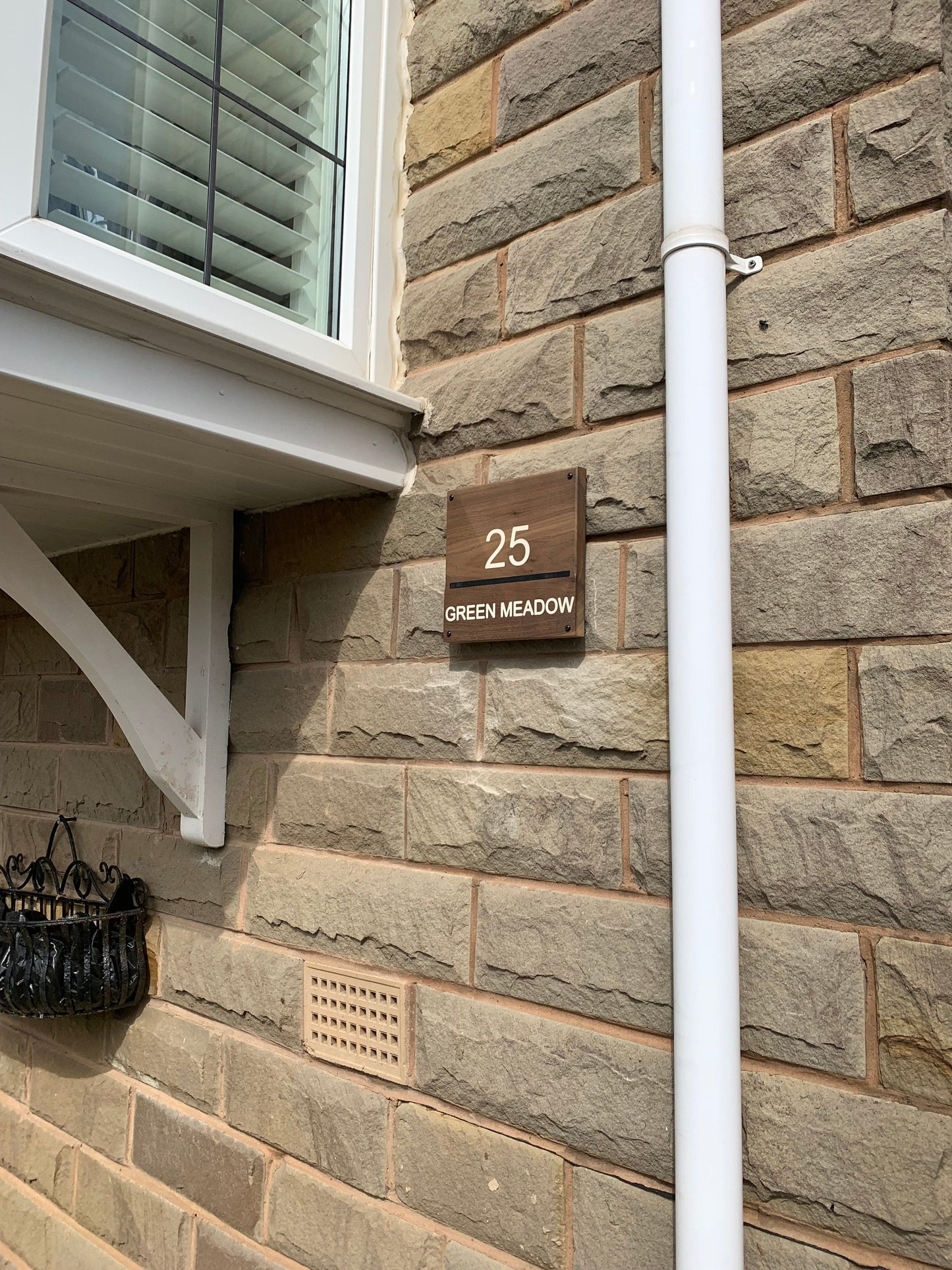 Hardwood Square House Number and Street Name Sign