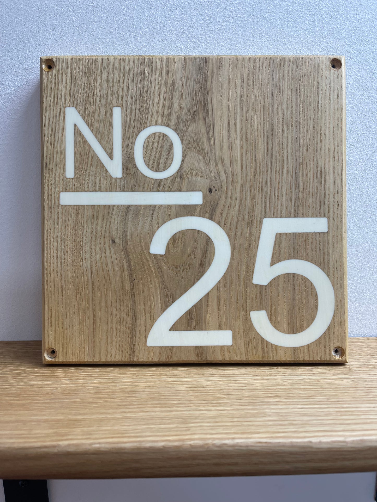 Hardwood Square House Number Sign Style 1
