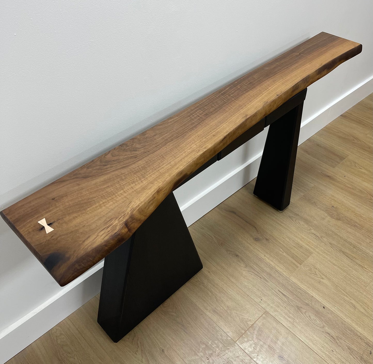 Live/Waney Edge French Walnut/Ash Solid Hardwood Console/Entryway/Sofa table