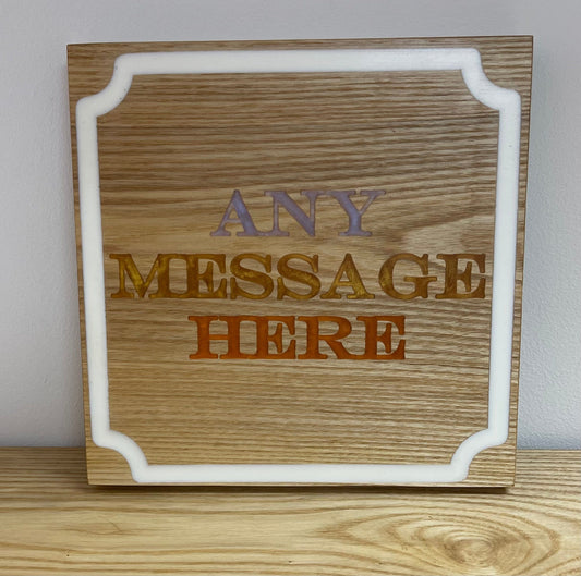 Custom Hardwood Square Sign Style 2