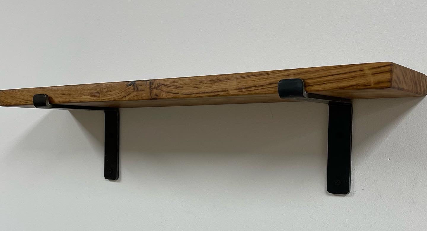 Custom Shelves With Industrial Style Brackets (White Oak or Ash)